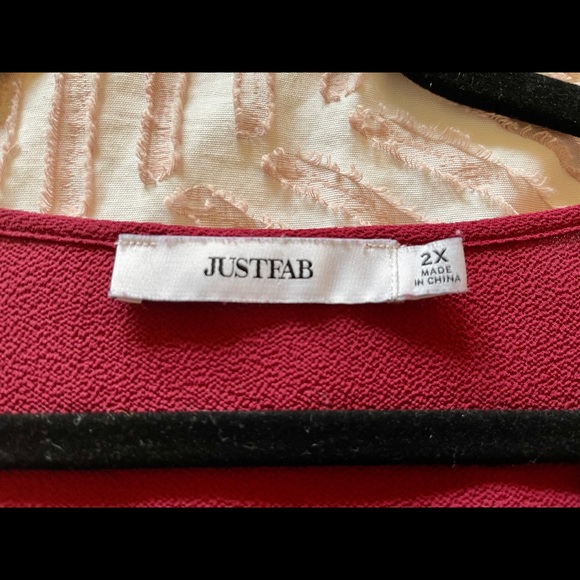 DONATED Just Fab Long Sleeve Maroon Crop Top 2x - Picture 2 of 3
